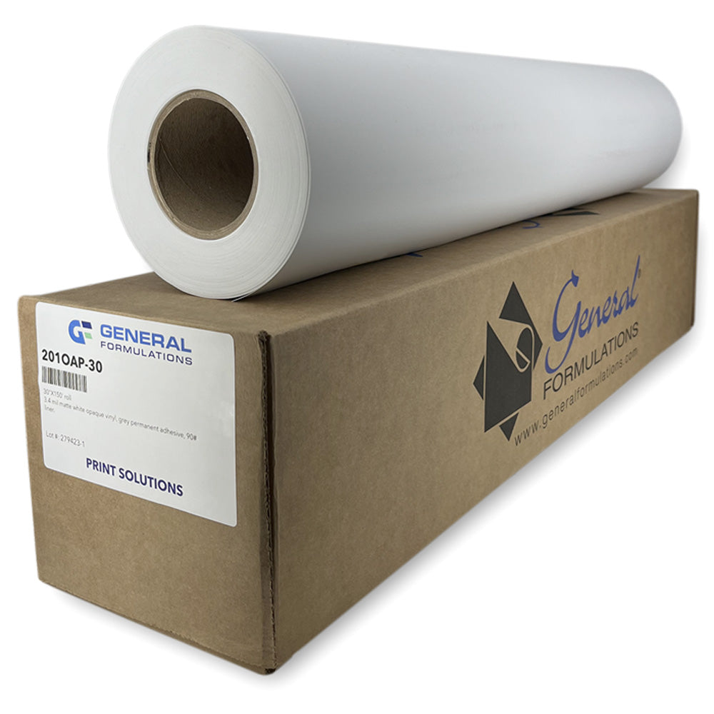 GF 201OAP - Vinyle Opaque Blanc Mat avec Adhésif Permanent Opaque Gris