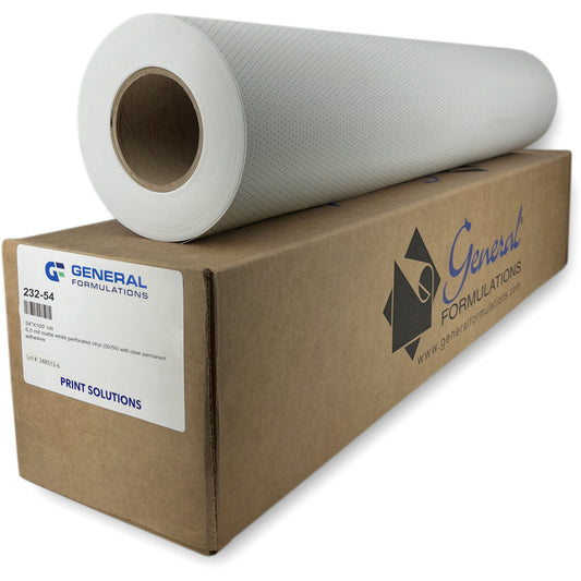GF 232 Window Mark - Vinyle perforé blanc mat avec adhésif transparent amovible