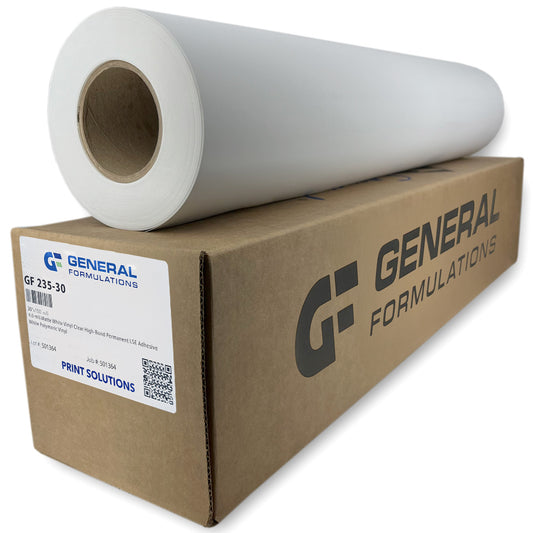 GF 235 - Vinyle blanc mat de 4,0 mil Adhésif permanent transparent à haute adhérence LSE