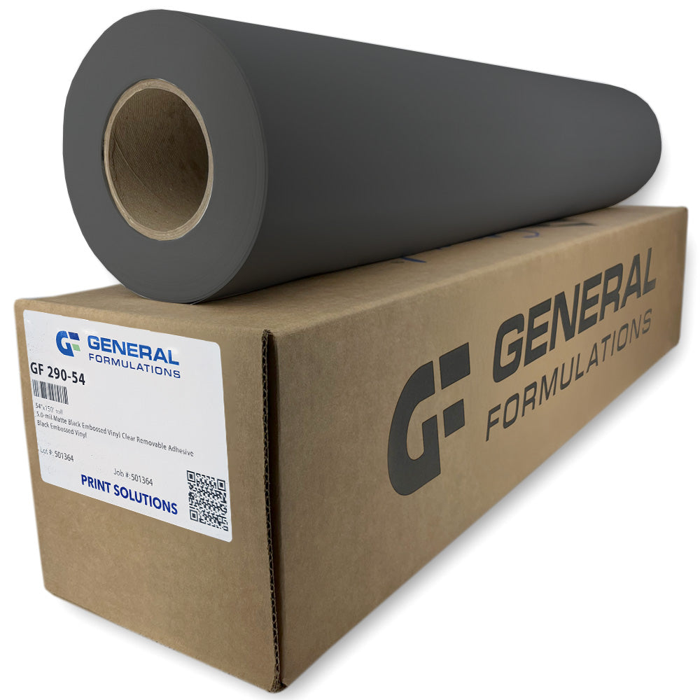 GF 290 - Vinyle noir mat gaufré de 5 mil, adhésif transparent amovible