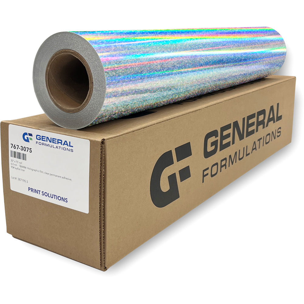 GF 767 - Film holographique scintillant avec adhésif permanent transparent