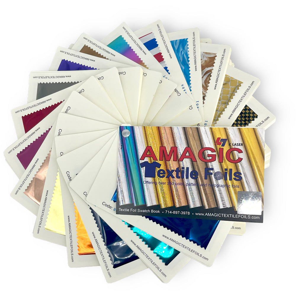 Échantillon de livre de feuilles de presse à chaud textiles Amagic pour sérigraphie