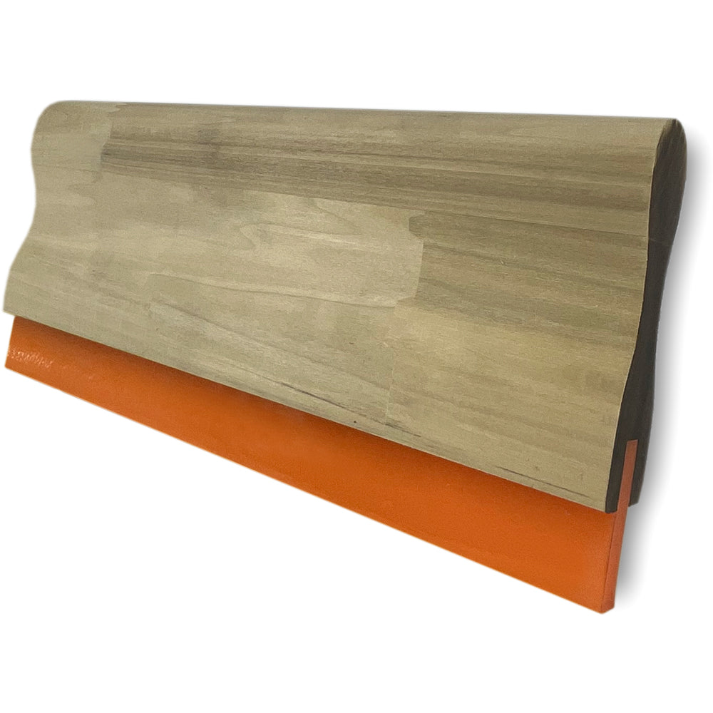 Raclette de sérigraphie à manche en bois et lame de longueur personnalisée - Orange 60 Durometer