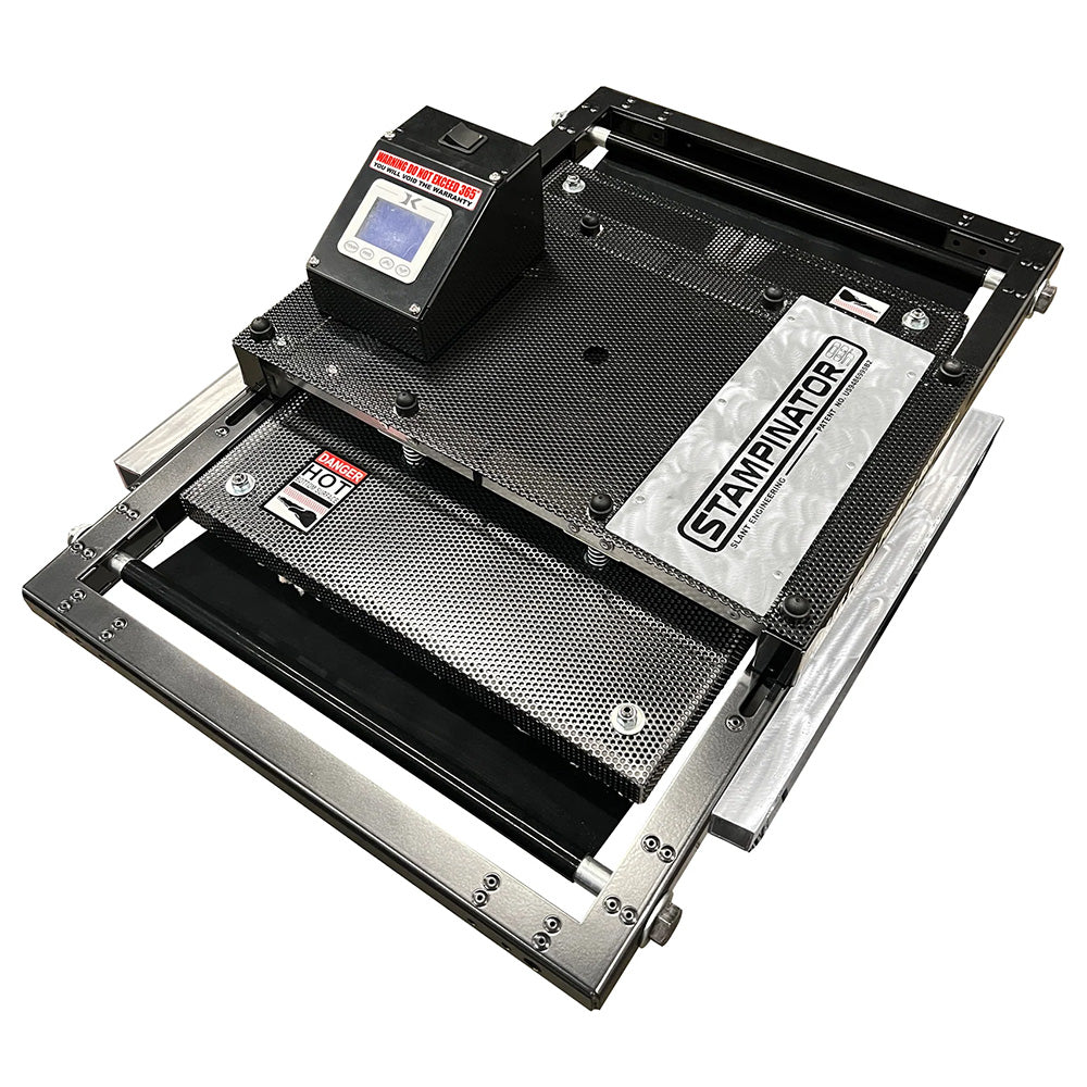 Sécheur et presse à chaud en ligne Stampinator pour presses automatiques de sérigraphie
